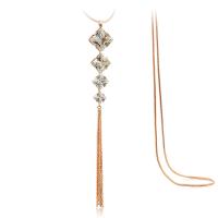 Zinc Alloy Sweater Chain Necklace, Tassel, plated, micro pave cubic zirconia & for woman Approx 26 Inch 
