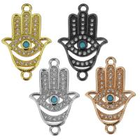 Cubic Zirconia Micro Pave Brass Connector, Hamsa, plated, micro pave cubic zirconia & 1/1 loop & hollow Approx 1.5mm 