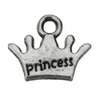 Enamel Brass Pendants, Crown, word princess, fashion jewelry, silver color Approx 2mm 