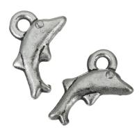 Латунные Подвески в форме животного, Латунь, Рыба, серебряный отверстие:Приблизительно 1.5mm, продается PC