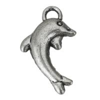 Animal Brass Pendants, Dolphin, enamel, silver color Approx 2.5mm 