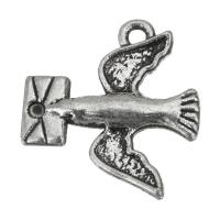 Латунные Подвески в форме животного, Латунь, Голубь, эмаль, серебряный 1.5mm, отверстие:Приблизительно 1.5mm, продается PC
