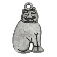 Латунные Подвески в форме животного, Латунь, Кошка, эмаль, серебряный отверстие:Приблизительно 1.5mm, продается PC