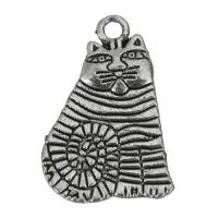 Латунные Подвески в форме животного, Латунь, Кошка, эмаль, серебряный отверстие:Приблизительно 1.5mm, продается PC