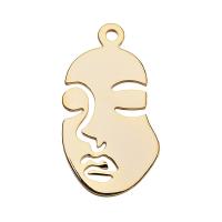 Hollow Brass Pendants, Face, gold color plated Approx 1mm 