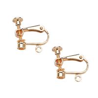 Brass Clip On Earring Finding, gold color plated, DIY, 17mm 