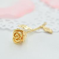 Латунь цветок кулоны, Роуз, плакирован золотом отверстие:Приблизительно 1mm, 10ПК/Лот, продается Лот