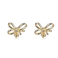 Brass Earring Stud Component, Bowknot, gold color plated, DIY & hollow 