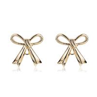 Brass Earring Stud Component, Bowknot, gold color plated, DIY & hollow 