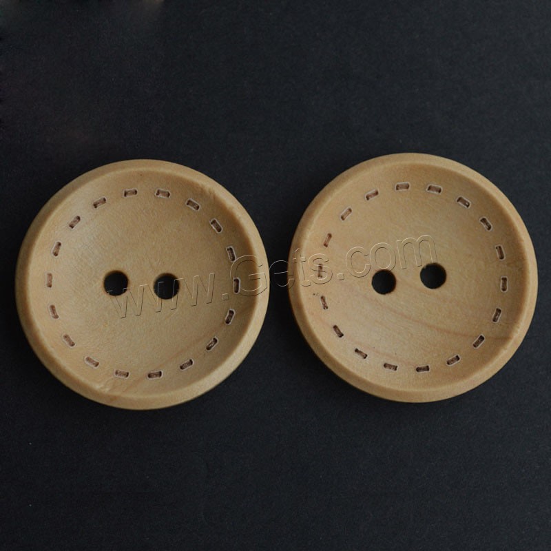 2-Loch Holz Knopf, verschiedene Größen vorhanden & Doppelloch, kakifarben, verkauft von PC