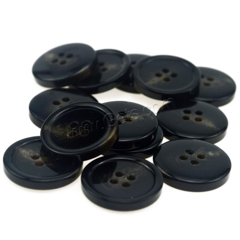 4 Hole Resin Button, polished & different size for choice, black, Sold By PC