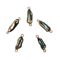 Freshwater Pearl Connector, with Brass, gold color plated, 1/1 loop, 6*25mm-6*18mm Approx 1.8mm 