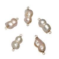 Freshwater Pearl Connector, with Brass, gold color plated, 1/1 loop, white, 12*29*8mm-10*23mm Approx 1.8mm 