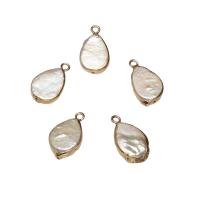 Cultured Freshwater Pearl Brass Pendant, with Brass, gold color plated, 12*19*6mm-9*17*3mm Approx 1.8mm 