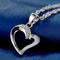 Sterling Silver Heart Pendants, 925 Sterling Silver, real silver plated, micro pave cubic zirconia 