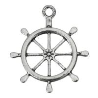 Enamel Brass Pendants, Ship Wheel, fashion jewelry, silver color Approx 2.5mm 