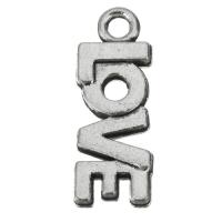 Buchstaben Messing Anhänger, Alphabet-Buchstabe, Modeschmuck & Emaille, Silberfarbe, 8x22x2.5mm, Bohrung:ca. 2mm, verkauft von PC