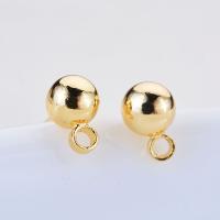 Brass Earring Stud Component, gold color plated, DIY & with loop, 15mm 
