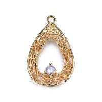 Cubic Zirconia Brass Pendants, Teardrop, gold color plated, with cubic zirconia & hollow Approx 1mm 