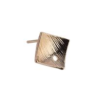 Brass Earring Stud Component, Rhombus, gold color plated, with loop 