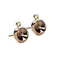 Brass Earring Stud Component, gold color plated, fashion jewelry & with loop, 6mm 
