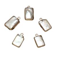 Cultured Freshwater Pearl Brass Pendant, with Brass, Rectangle, gold color plated, 13*20*6mm-10*17*4mm Approx 1.8mm 