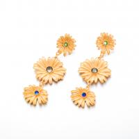 Zinc Alloy Rhinestone Drop Earring, gold color plated, for woman & with rhinestone, golden 