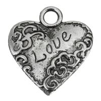Brass Heart Pendants, enamel, silver color Approx 3mm 