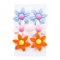 Resin Stud Earring, with Zinc Alloy, Flower, fashion jewelry & for woman 