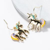 Zinc Alloy Drop Earring, Unicorn, plated, fashion jewelry & for woman & enamel 
