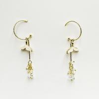 Zinc Alloy Drop Earring, with Glass Beads, plated, Korean style & for woman 65mm 