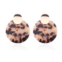 Resin Zinc Alloy Earring, with Resin, Flat Round, gold color plated, for woman 