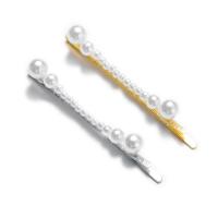 Hair Slide, Iron, with Plastic Pearl, plated, Korean style & for woman 