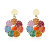 Zinc Alloy Drop Earring, stainless steel post pin, Flower, plated, fashion jewelry & for woman, multi-colored, 30*45mm 