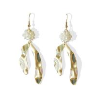 Freshwater Pearl Brass Earring, with Freshwater Pearl, plated, fashion jewelry & for woman, gold, 25*80mm 