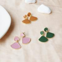 Enamel Zinc Alloy Drop Earring, stainless steel post pin, plated, fashion jewelry & for woman 30*22mm 