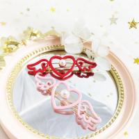 Hair Clip, Zinc Alloy, with Plastic Pearl, Winged Heart, plated, fashion jewelry & for woman 50*25mm 