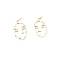 Zinc Alloy Drop Earring, stainless steel post pin, Face, plated, fashion jewelry & for woman, gold, 50*35mm 