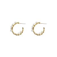 Zinc alliage strass Stud Earring, alliage de zinc, avec perle de plastique, Placage, pour femme & avec strass, doré, 25*25mm, Vendu par paire