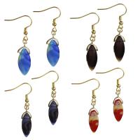 Stainless Steel Drop Earring, with Glass, gold color plated, for woman 50mm 