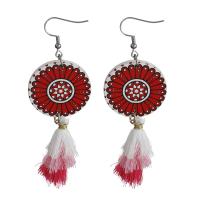 Stainless Steel Tassel Earring, with Cotton Thread, for woman, original color 94.5mm 