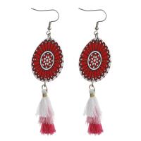 Stainless Steel Tassel Earring, with Cotton Thread, for woman, original color 98mm 