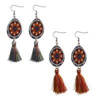 Stainless Steel Tassel Earring, with Cotton Thread, for woman 98mm 