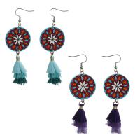 Stainless Steel Tassel Earring, with Cotton Thread, for woman 97.5mm 