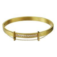 Stainless Steel Bangle, gold color plated, for woman & with rhinestone, 11.5mm,6mm,62.5mm 
