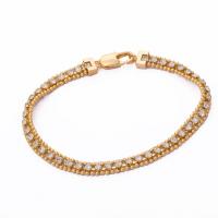 Cubic Zirconia Micro Pave Brass Bracelet, 18K gold plated, fashion jewelry & micro pave cubic zirconia & for woman Approx 7.6 Inch 