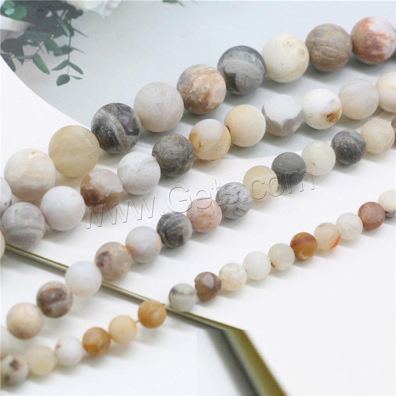 Bambus Achat Perle, rund, verschiedene Größen vorhanden & satiniert, keine, Bohrung:ca. 1mm, verkauft von Strang