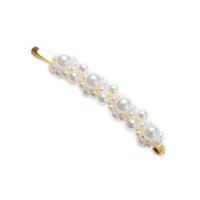 Hair Slide, Iron, with Plastic Pearl, gold color plated, Korean style & for woman 