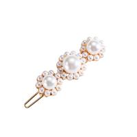 Hair Clip, Zinc Alloy, with Plastic Pearl, plated, Korean style & for woman, 55mm 