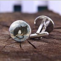 Zinc Alloy Cufflinks, with Glass Gemstone, plated, time gem jewelry & Unisex 18*17mm 